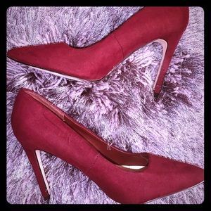Burgundy Pointed Toe Pumps